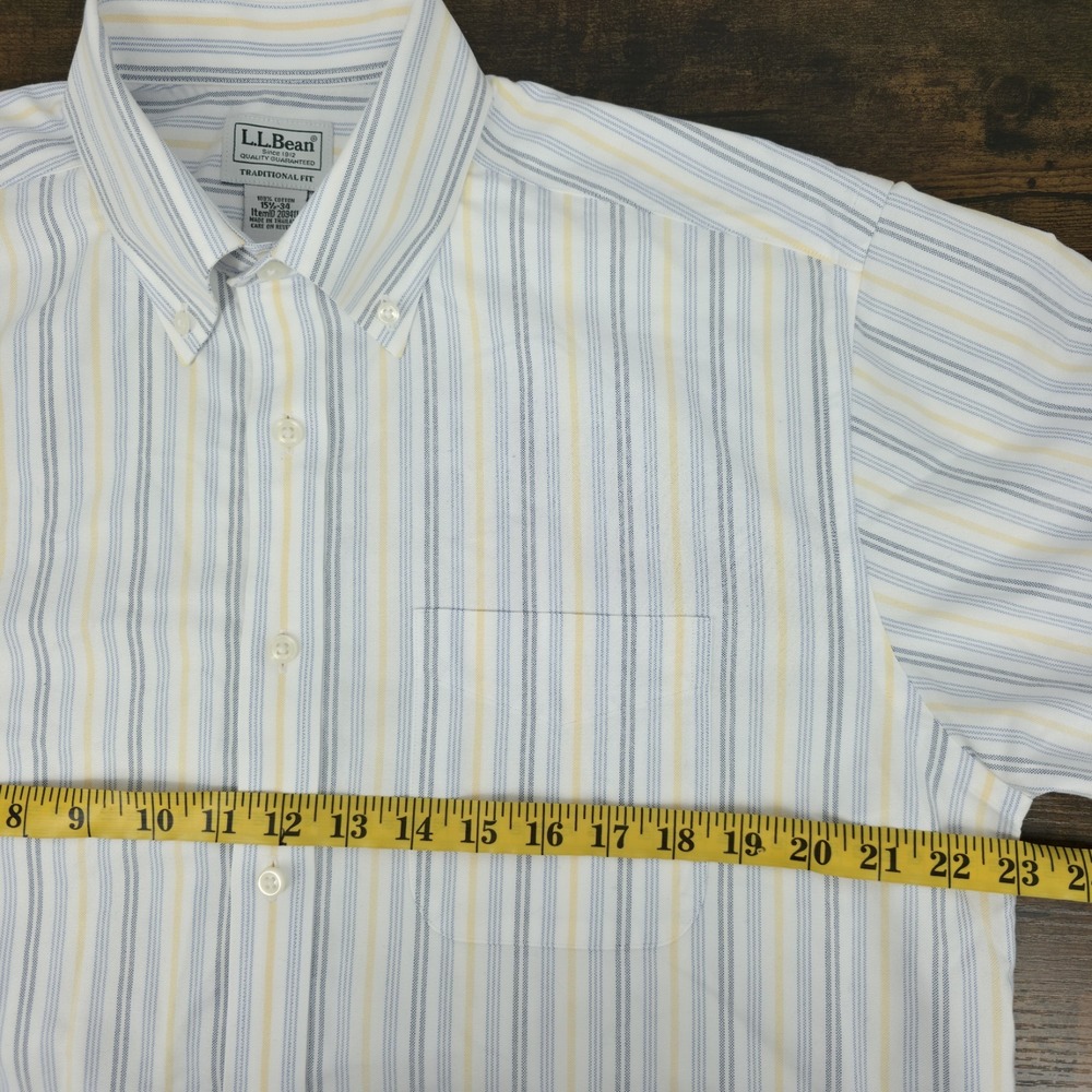 LL Bean Dress Shirt 15.5-34 Pinstripe Striped Button Down Wrinkle Resistant L/S - Picture 5 of 7